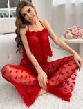 3-piece Lace Sheer and Mesh Lingerie & Robe Set